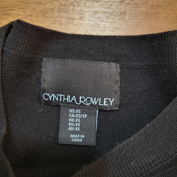 Cynthia Rowley Knit Sweater Dress Womens XS Black Geometric Classic office - Picture 7 of 10